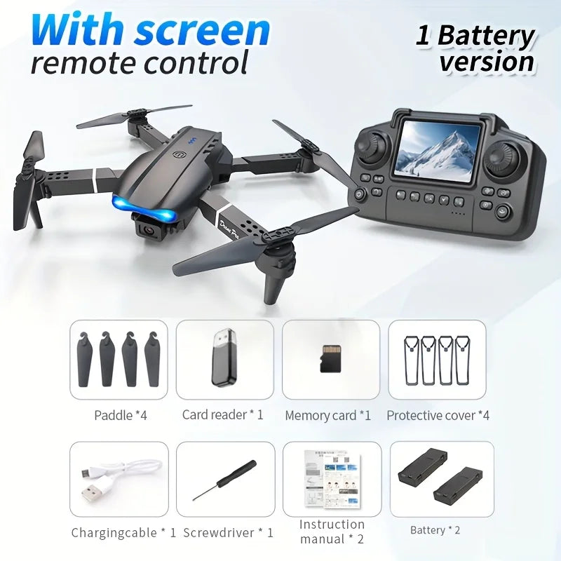 2026 New E99 PRO MAX Foldable Drone with Dual HD Camera, HD Screen Remote Control, 40min Flight Time with Extra Batteries, One Key Return Home, LED Lights, USB Charging, Easy to Fly for Beginners Adults, Ideal Christmas Holid