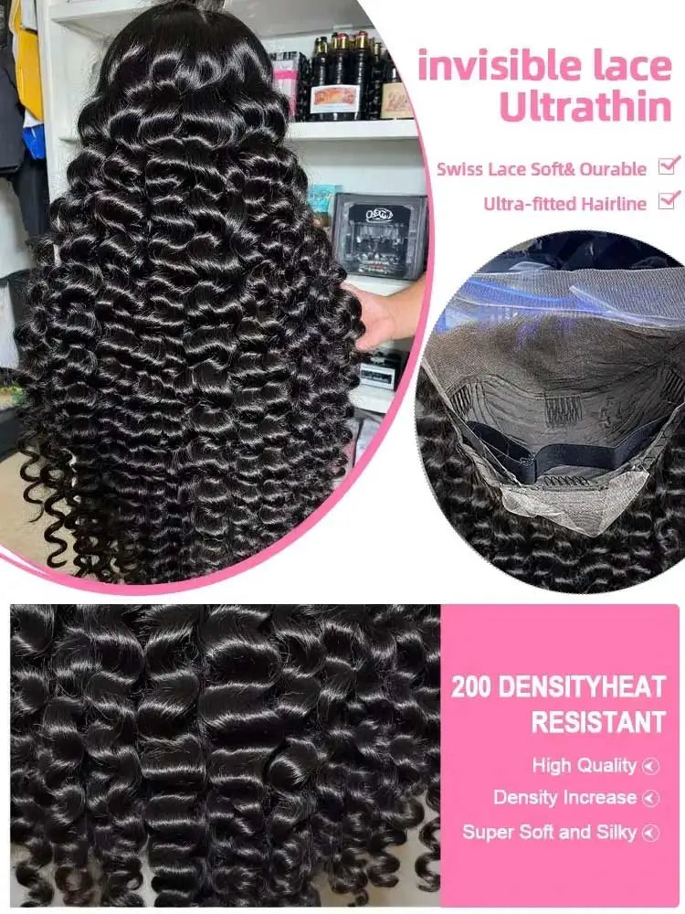 40 42 Inch Loose Deep Wave Frontal Wigs 250% 13x4 13x6 HD Lace Frontal Wigs For Women Remy Loose Deep Curly Human Hair Wigs