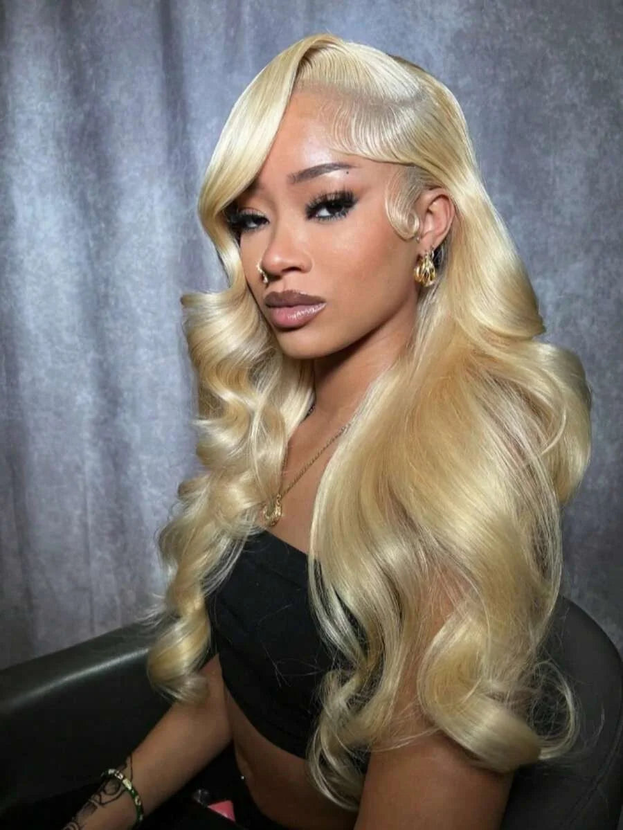 613  Human Hair Body Wave 13x6 Lace Front Wig  Blonde Lace Frontal Wigs for Women 250 Density Natural Hairline With Baby Hair