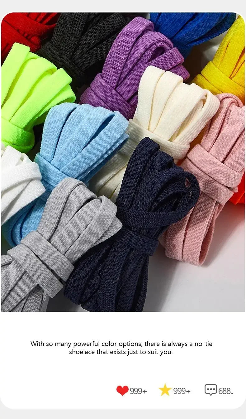 1 Pair Flat Elastic No-Tie Shoe Laces for Sneakers Tennis Shoes Quick Clip-On Shoelaces Accessories for Kids & Adults