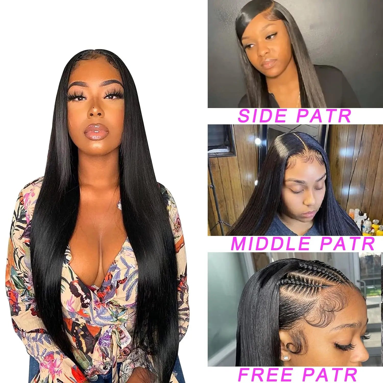 13x6 Lace Front Wigs Human Hair Pre Plucked Straight Human Hair Wig 200% Density HD Lace Frontal Wigs for Women Natural Black