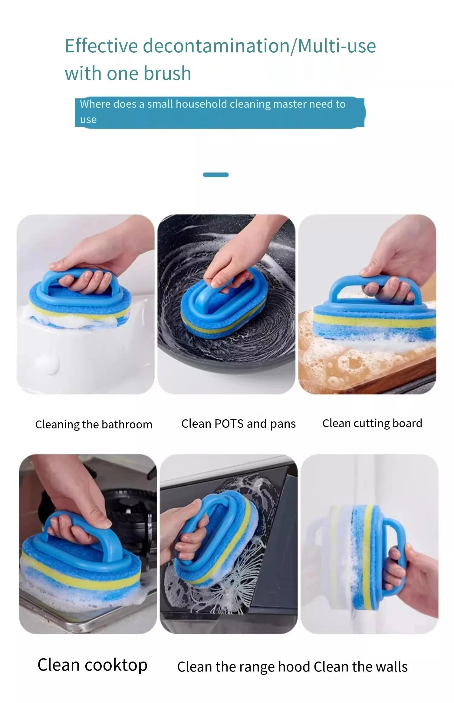 1PC Kitchen Cleaning Brush with Handle - Pot Washing High-Density Thick Scouring Pad Ceramic Tile Wall Cleaning Brush