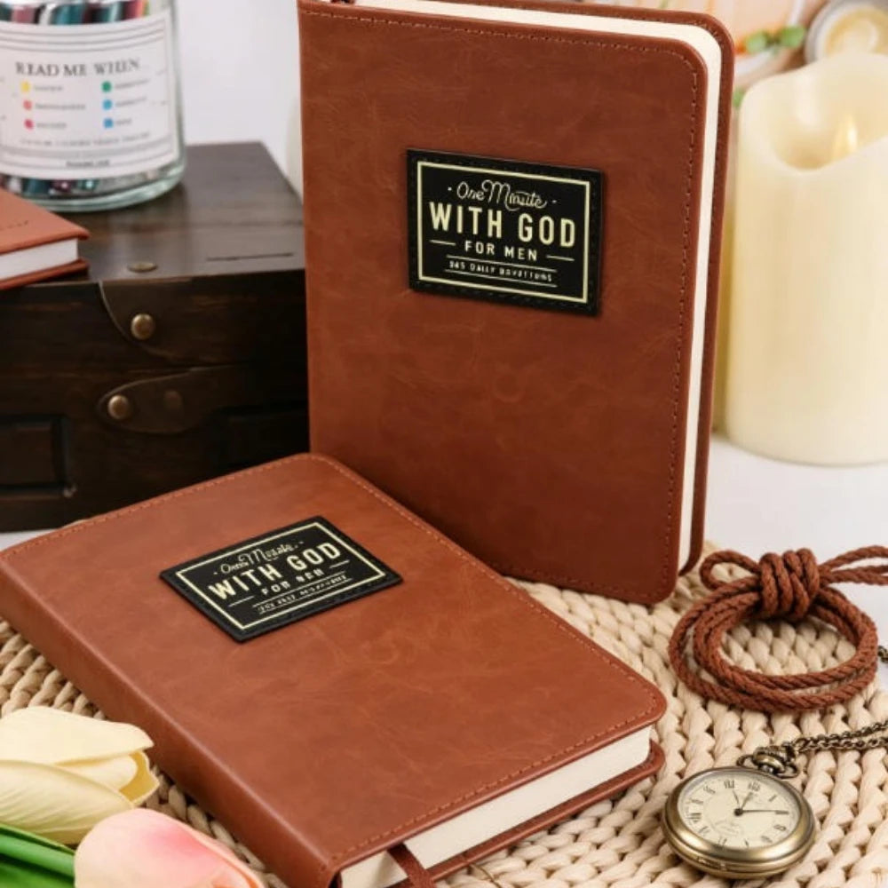 One Minute with God for Men 365 Devotions, Brown Faux Leather Flexcove Books