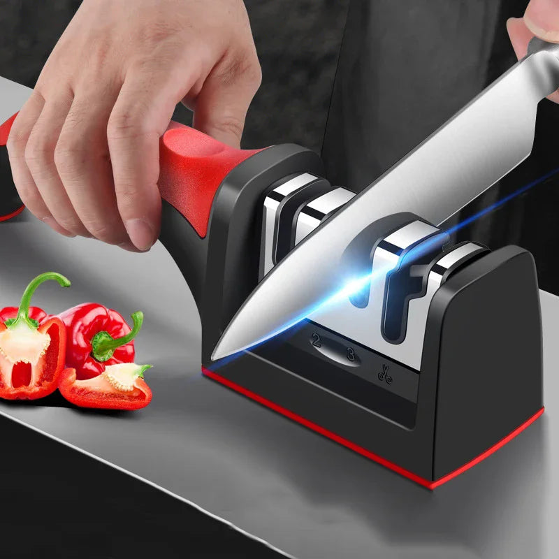 4-Segment Knife Sharpener Knife Sharpeners for Kitchen Knives Stainless Steel Three-Purpose Sharpening Stone for Kitchen Tools