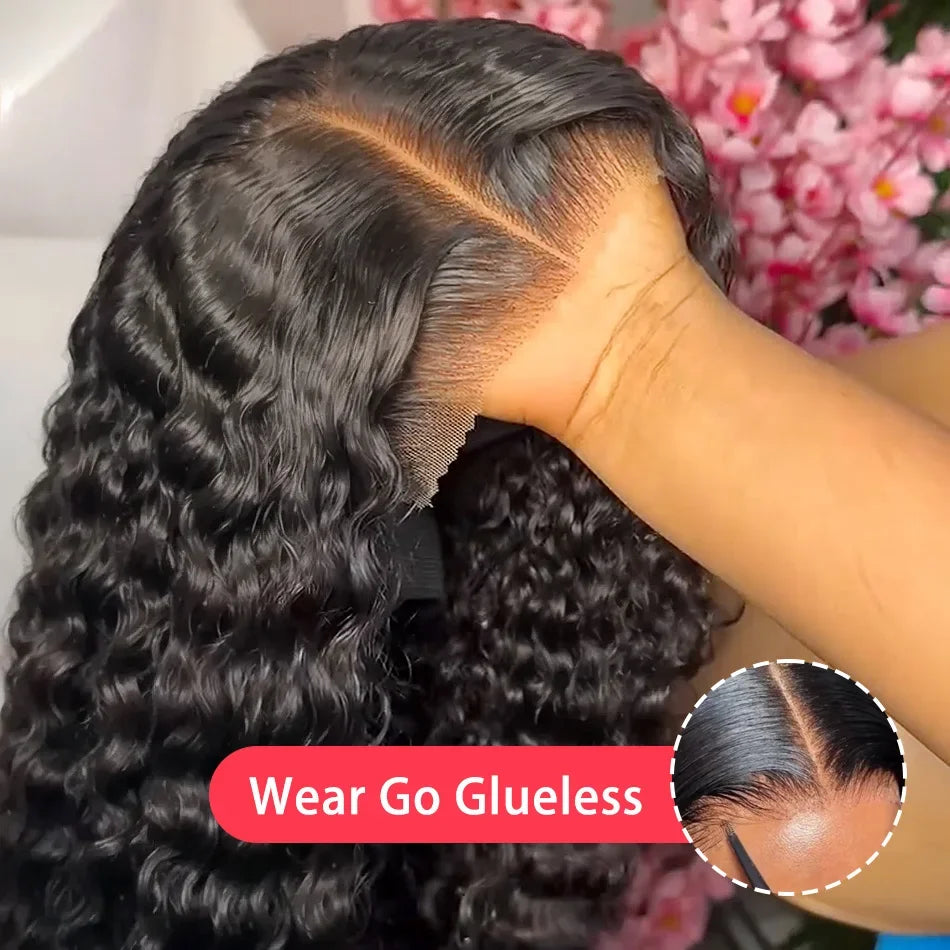 13x4 13x6 HD Transparent Lace Deep Wave Frontal Wig 40 Inch Jerrly Curly Lace Front HumanHair Wig For Deep Curly Water Wave Wig