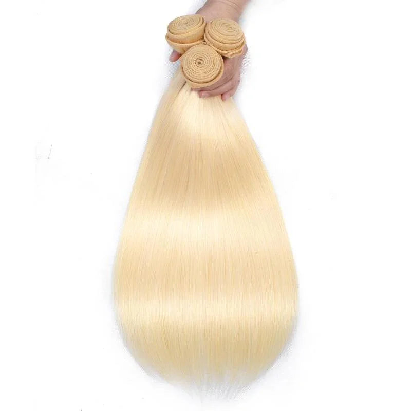 1/3/4 Brazilian Hair Bundles Bone 613 Honey Blonde Straight Weave Remy Human Hair Double Weft 30 36 40 Inch Bundle Weaving