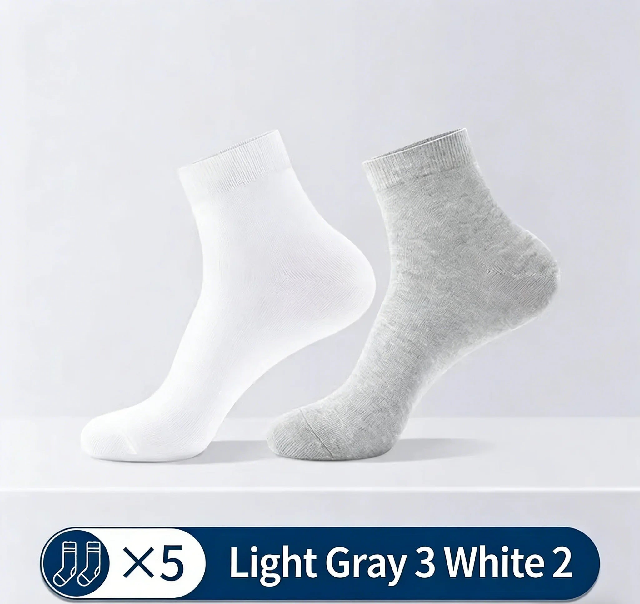 5 pairs of men's mid-calf socks, pure cotton sweat-absorbing odor-resistant autumn/winter business socks for all seasons