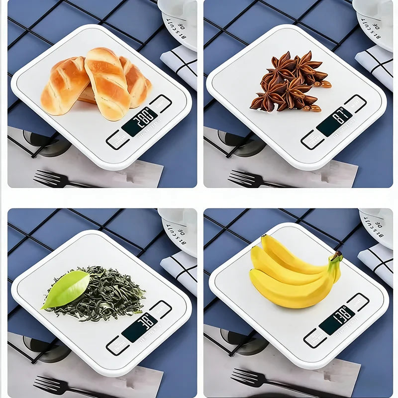 Digital Kitchen Scale 10/5kg-1g LED Display Stainless Steel Panel Electronic Scales for Home Food Snacks Weighing Baking Tools