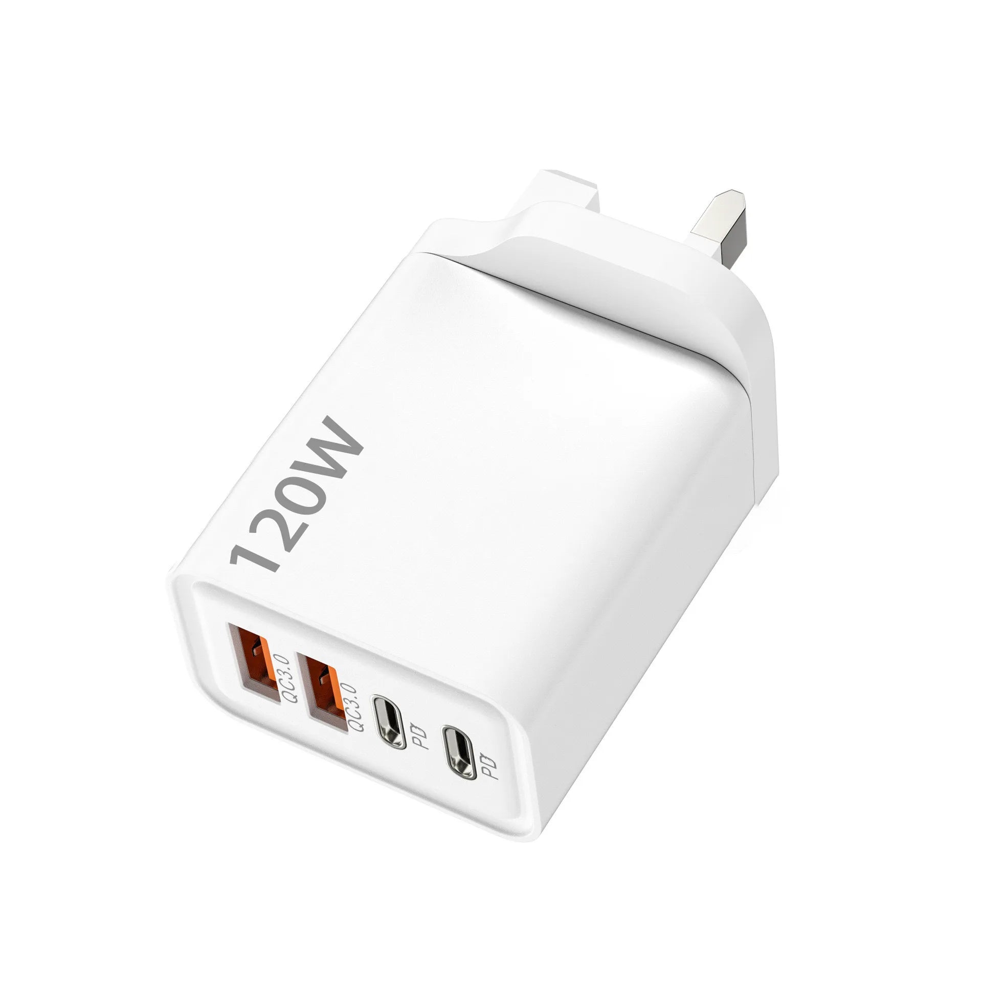 4 Port USB Charger Total 120W Fast Charging EU/US/UK Plug Wall Charger Mobile Phone Power Adapter For Phone Charge Type C Cable