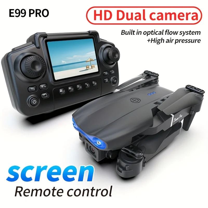 2026 New E99 PRO MAX Foldable Drone with Dual HD Camera, HD Screen Remote Control, 40min Flight Time with Extra Batteries, One Key Return Home, LED Lights, USB Charging, Easy to Fly for Beginners Adults, Ideal Christmas Holid