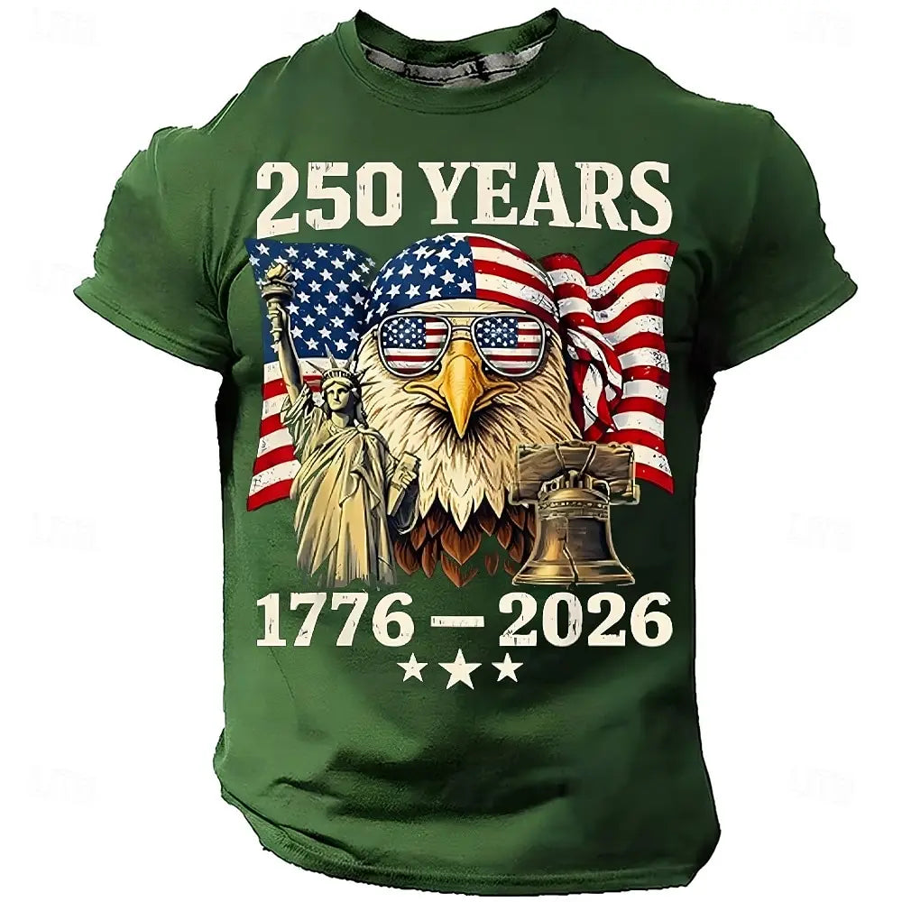 America 250th Birthday Eagle Flag 250 Years 1776-2026 Unisex Men's T-Shirts Casual Style Man Women Tees Vintage Men's Clothing