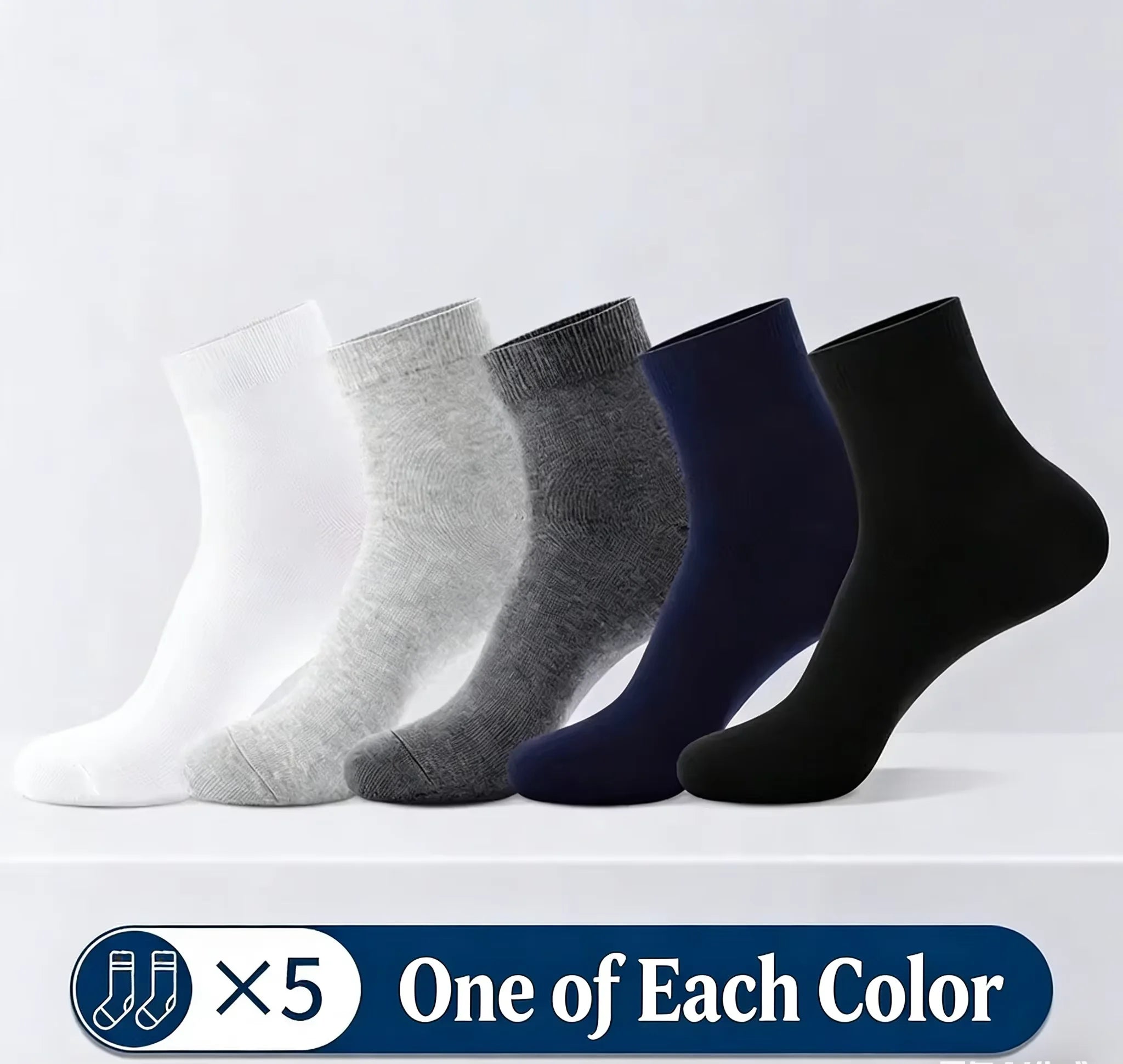 5 pairs of men's mid-calf socks, pure cotton sweat-absorbing odor-resistant autumn/winter business socks for all seasons