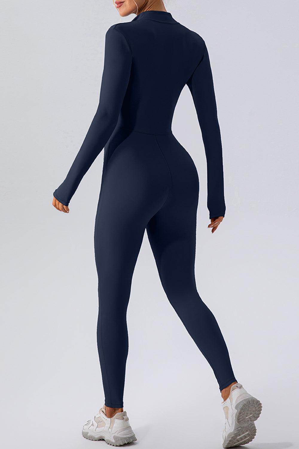 Half Zip Mock Neck Active Jumpsuit for Women Comfort Fit - Selvanelle