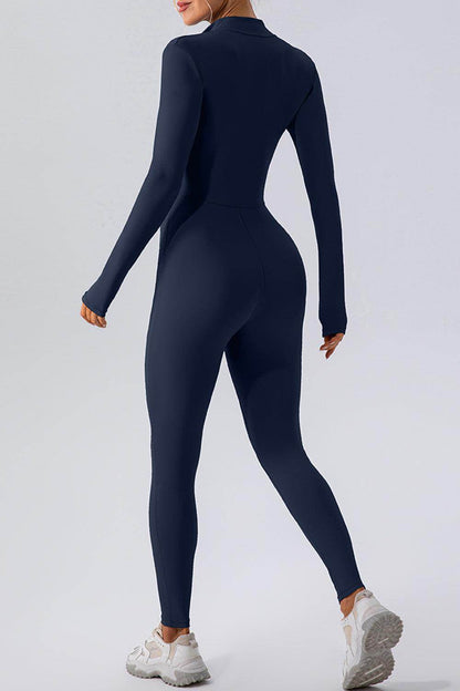 Half Zip Mock Neck Active Jumpsuit for Women Comfort Fit - Selvanelle