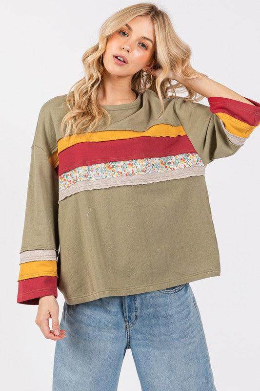 SAGE + FIG French Terry Color Block T-Shirt for Women - Selvanelle