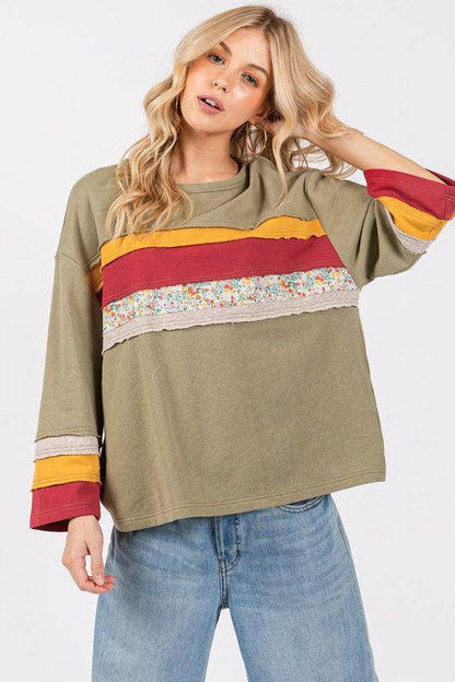SAGE + FIG French Terry Color Block T-Shirt for Women - Selvanelle