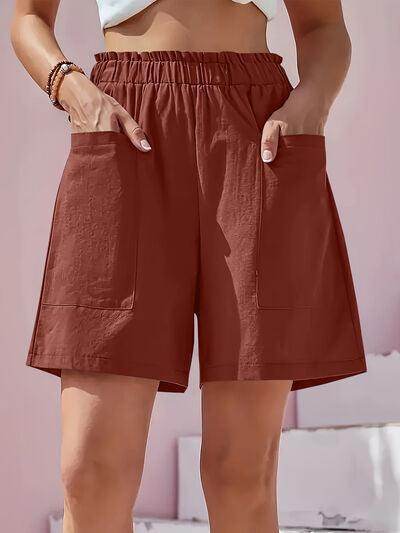 Full Size Pocketed Elastic Waist Shorts for Everyday Comfort - Selvanelle