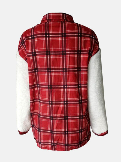 Fuzzy Button Up Long Sleeve Jacket for Cozy Style - Selvanelle