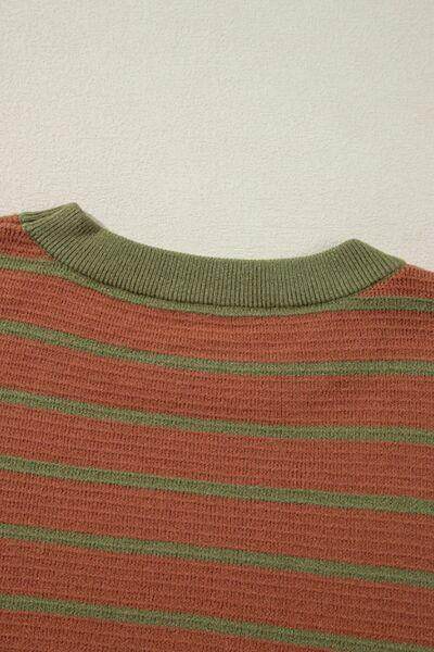 Striped Round Neck Long Sleeve Sweater for Women Fashion - Selvanelle