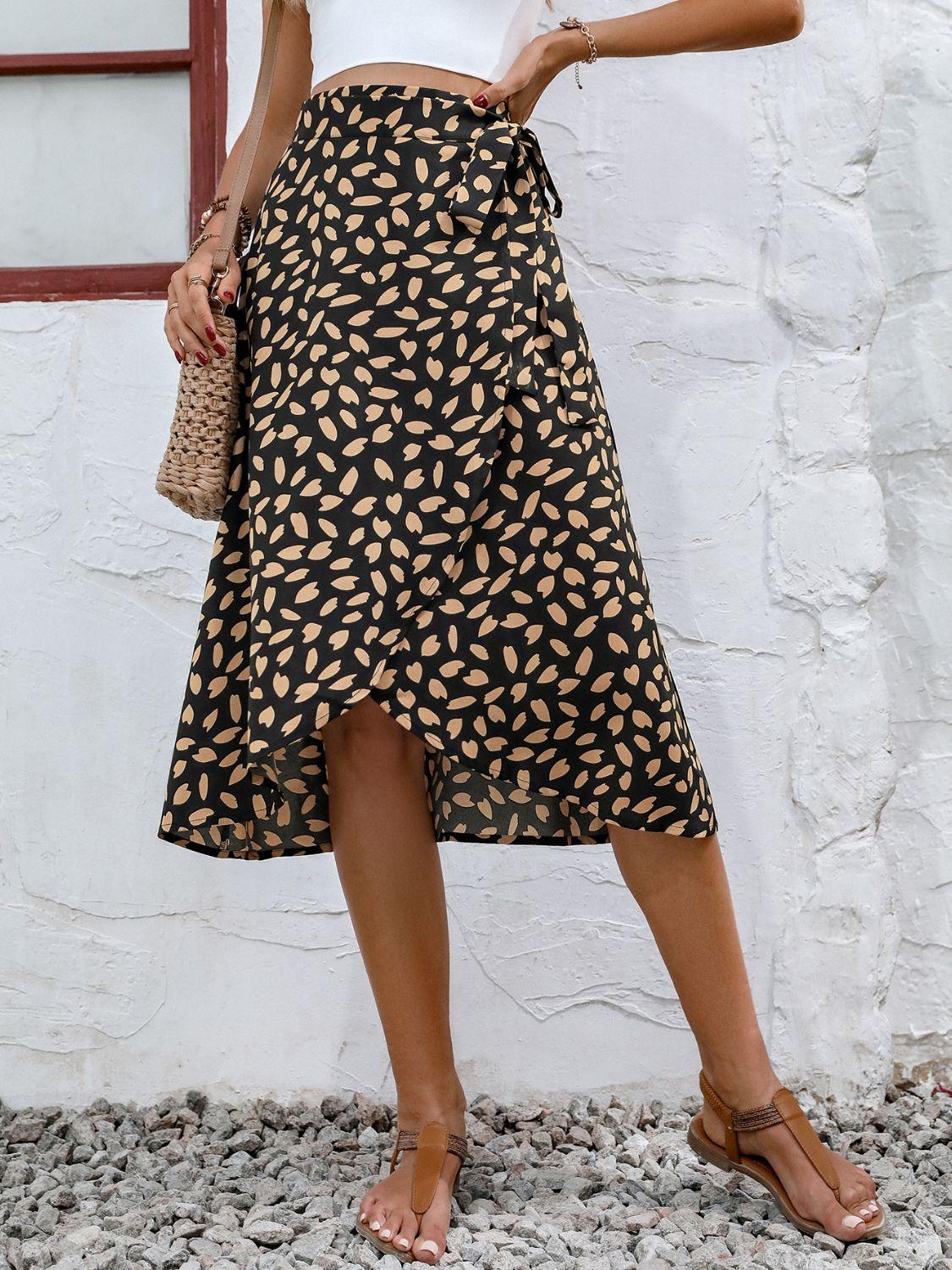 Tied Slit Printed Skirt for Stylish Summer Outfits