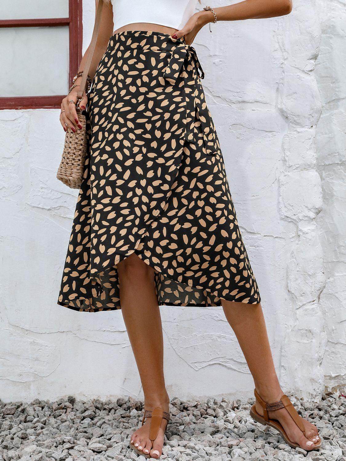 Tied Slit Printed Skirt for Stylish Summer Outfits - Selvanelle