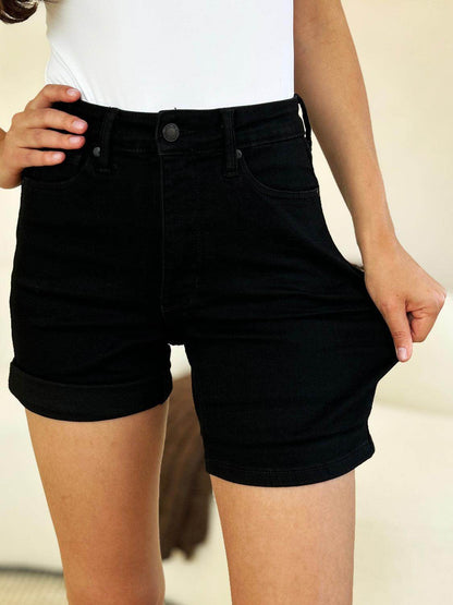 Judy Blue Full Size High Waist Tummy Control Cuffed Shorts - Selvanelle