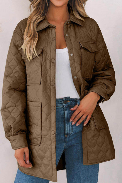 Snap Down Collared Winter Coat for Stylish Warmth - Selvanelle