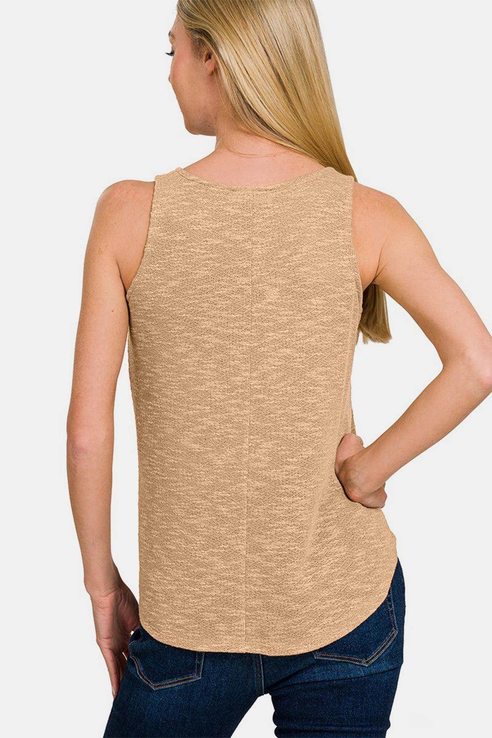 Zenana V-Neck Curved Hem Tank for Effortless Style - Selvanelle