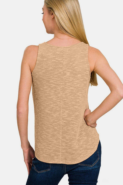 Zenana V-Neck Curved Hem Tank for Effortless Style - Selvanelle