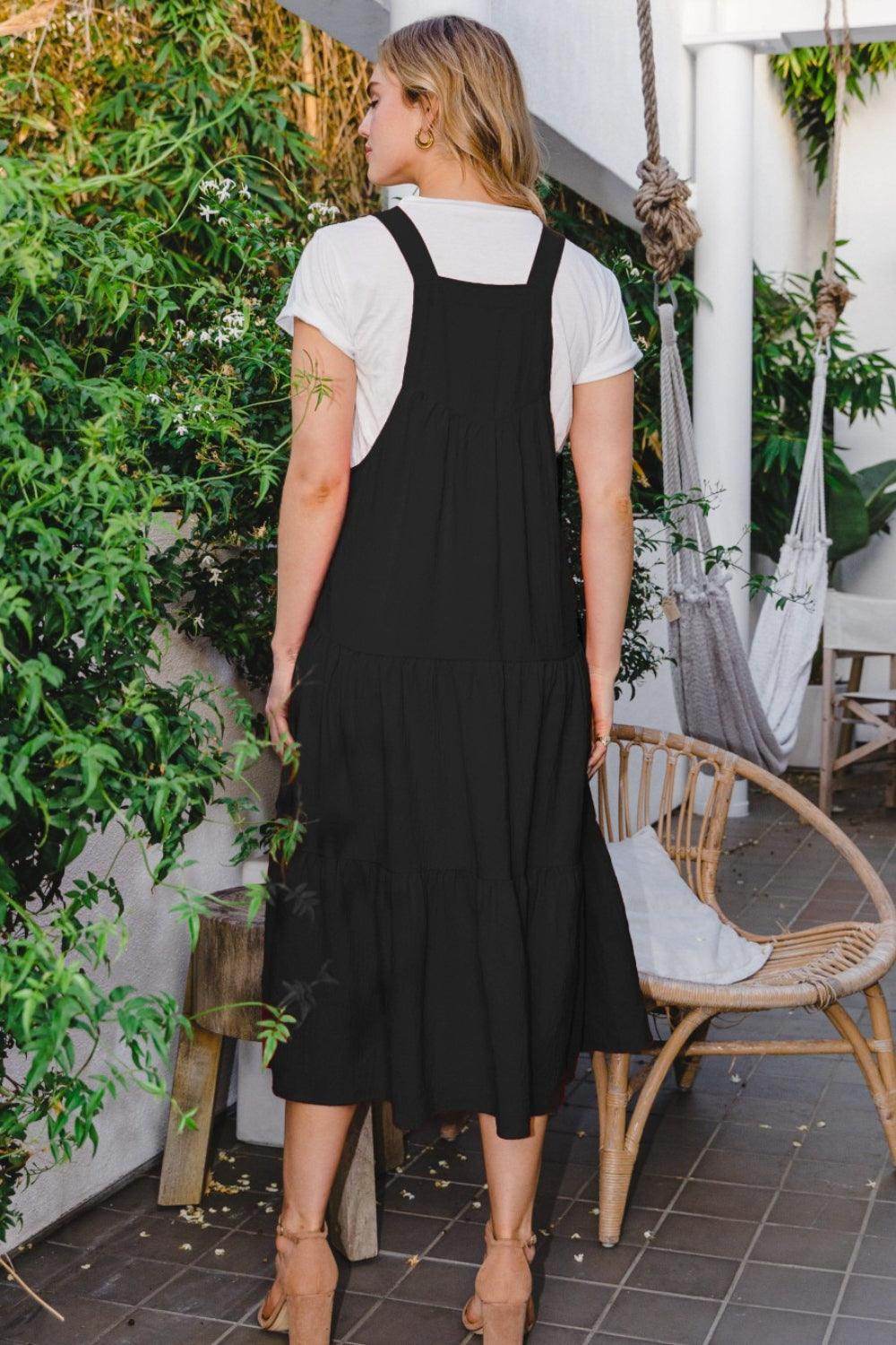 ODDI Full Size Sleeveless Tiered Midi Dress for Women - Selvanelle