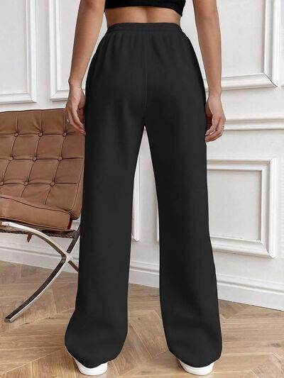 Drawstring Elastic Waist Pants with Pockets for Women - Selvanelle