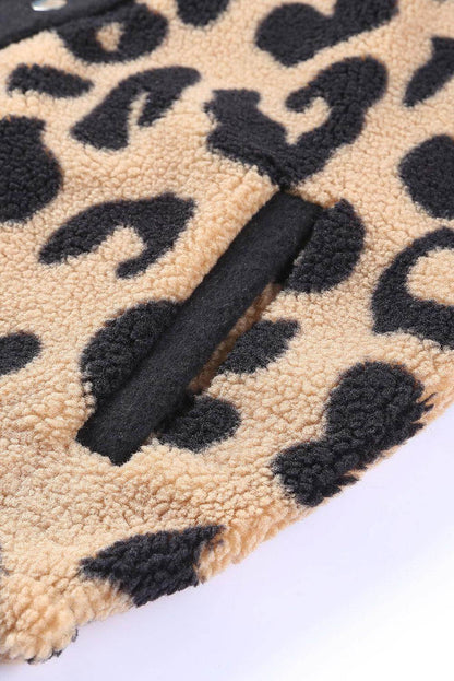 Leopard Button Up Long Sleeve Jacket for Stylish Comfort - Selvanelle