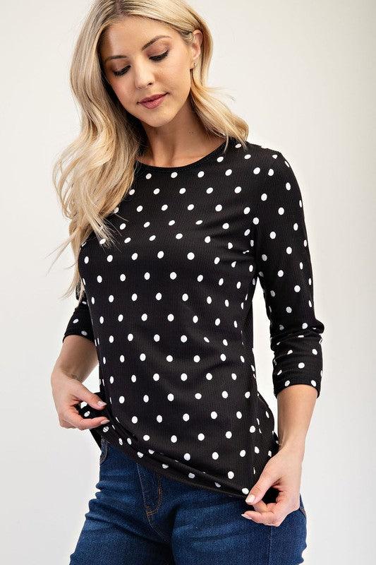 Celeste Full Size Polka Dot Round Neck T-Shirt for Women