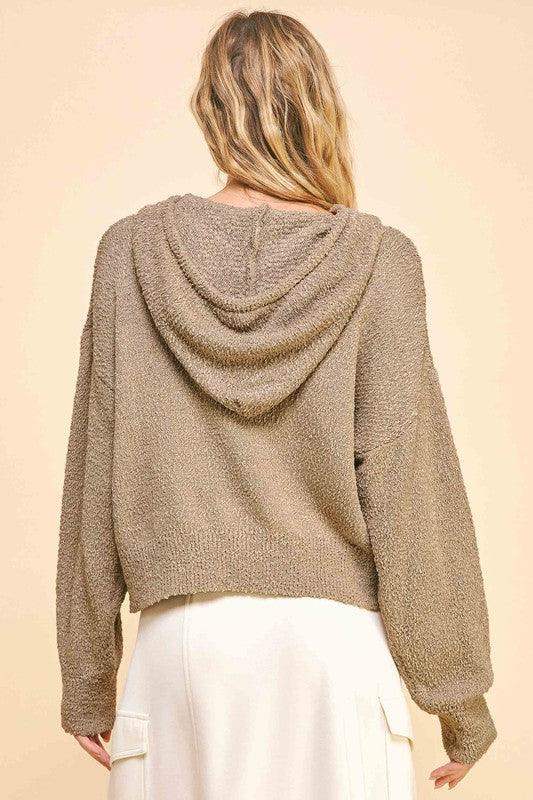 Davi & Dani Drop Shoulder Long Sleeve Hooded Sweater Cozy