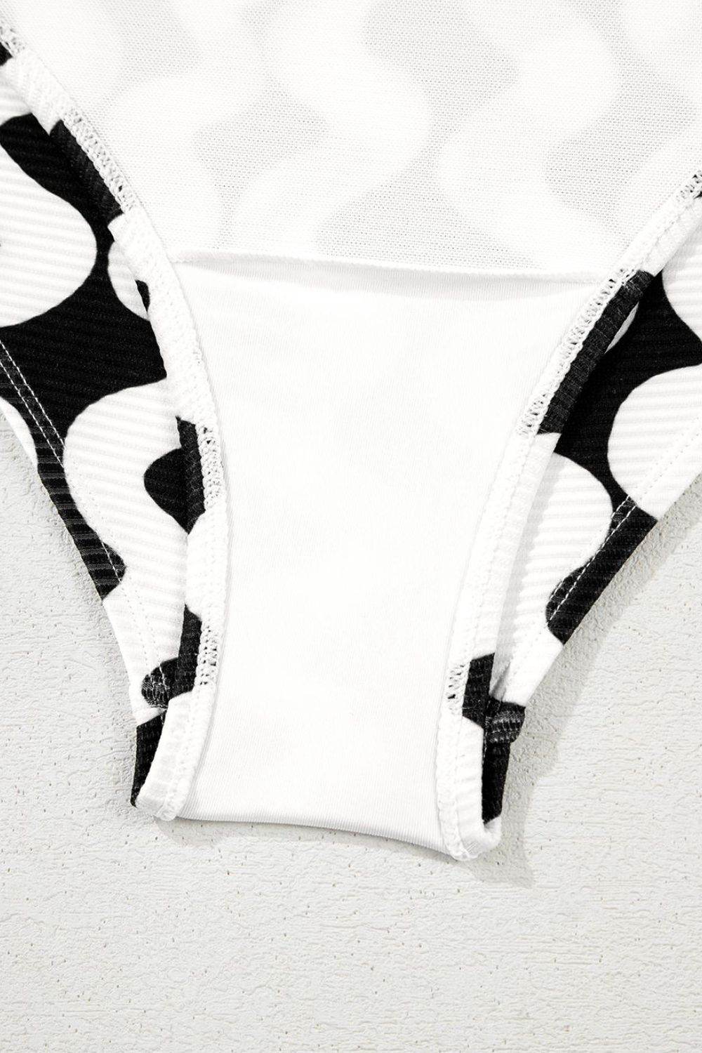 Tied Front Contrast Striped One-Piece Swimsuit - Selvanelle