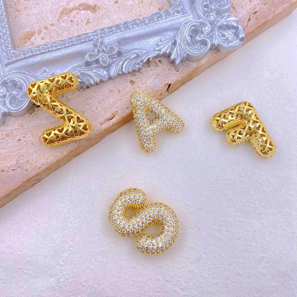 Inlaid Zircon Bubble Initial Necklace for Elegant Style - Selvanelle