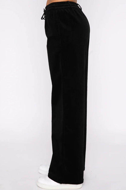 Drawstring Waist Wide Leg Active Pants for Women Comfort - Selvanelle