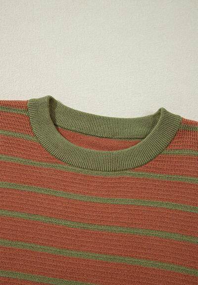Striped Round Neck Long Sleeve Sweater for Women Fashion - Selvanelle