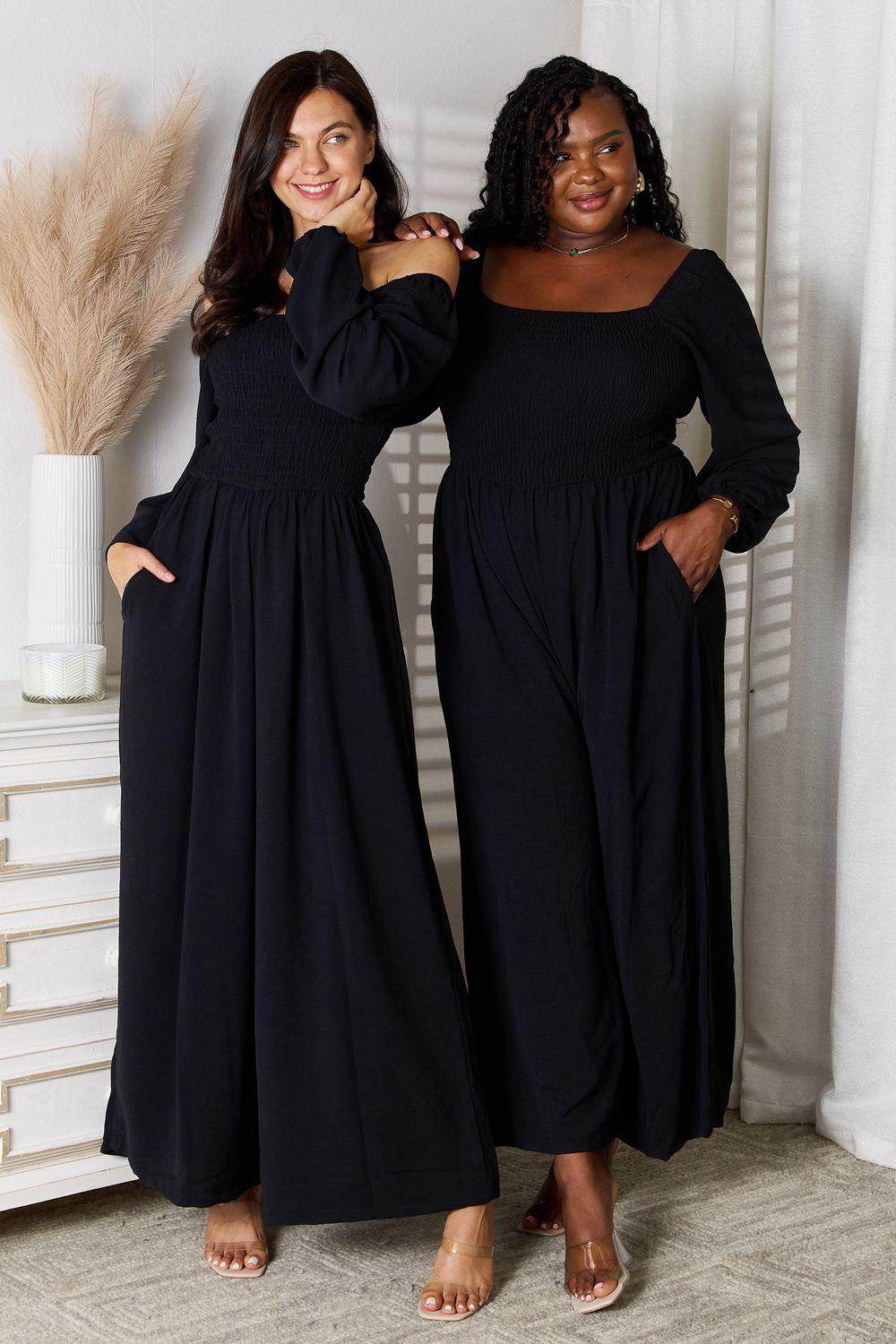 Double Take Square Neck Jumpsuit with Pockets for Women - Selvanelle
