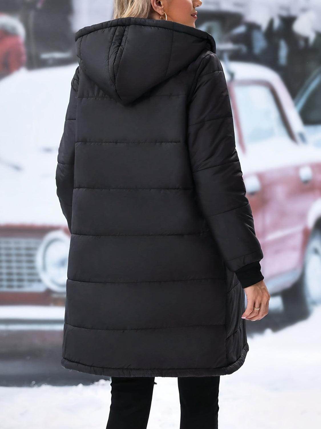 Plus Size Zip Up Hooded Winter Coat for Women - Selvanelle