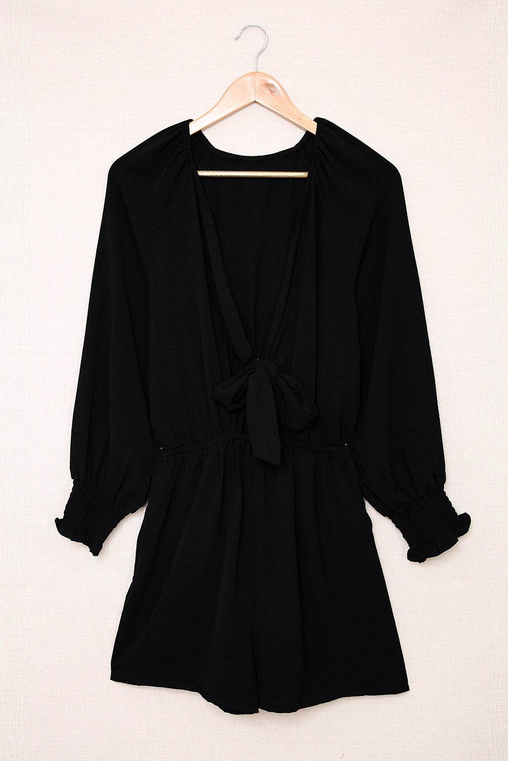 Tied Flounce Sleeve Plunge Romper - Selvanelle