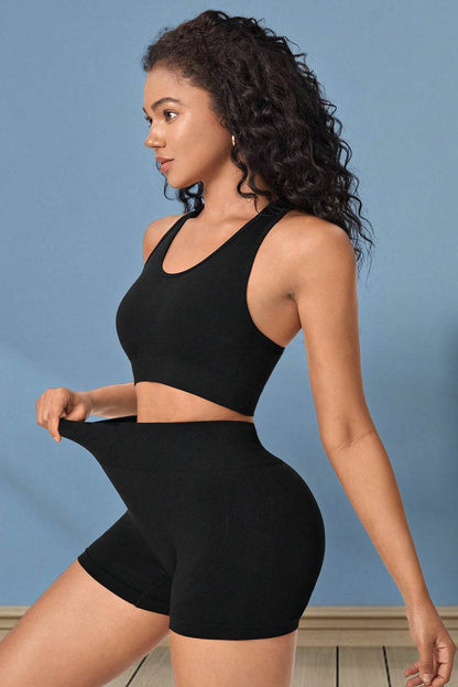 Cropped Sports Tank and Shorts Set - Selvanelle