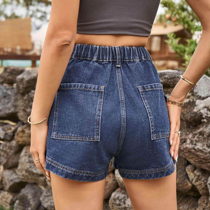 High-Waist Denim Shorts with Pockets for Casual Style - Selvanelle