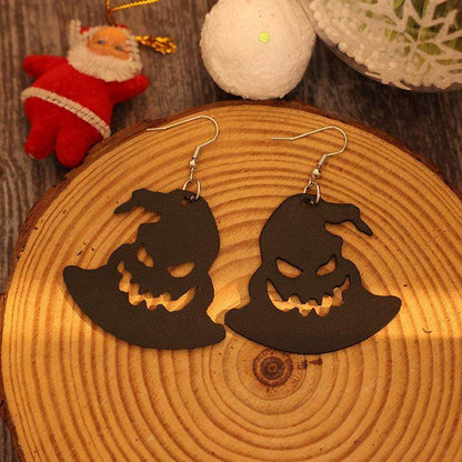 PU Leather Hat Shape Earrings for Fashionable Style - Selvanelle