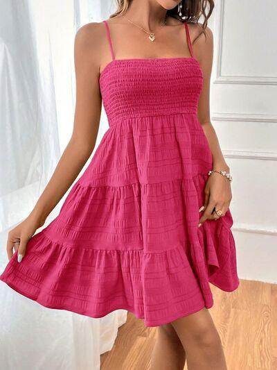Tiered Smocked Square Neck Cami Dress for Casual Style - Selvanelle