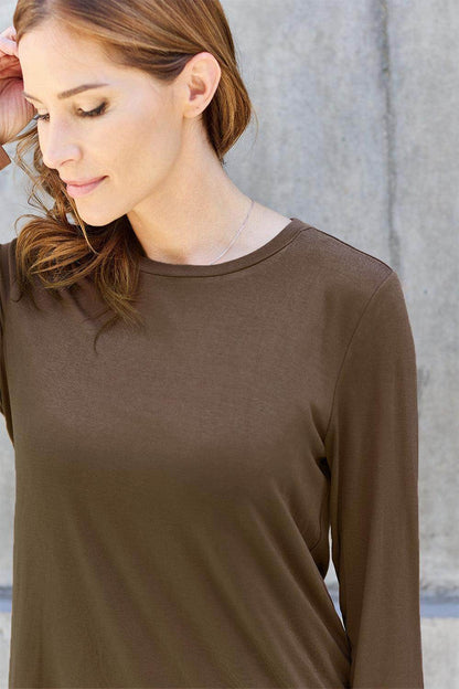 Basic Bae Full Size Round Neck Long Sleeve Top for Women - Selvanelle