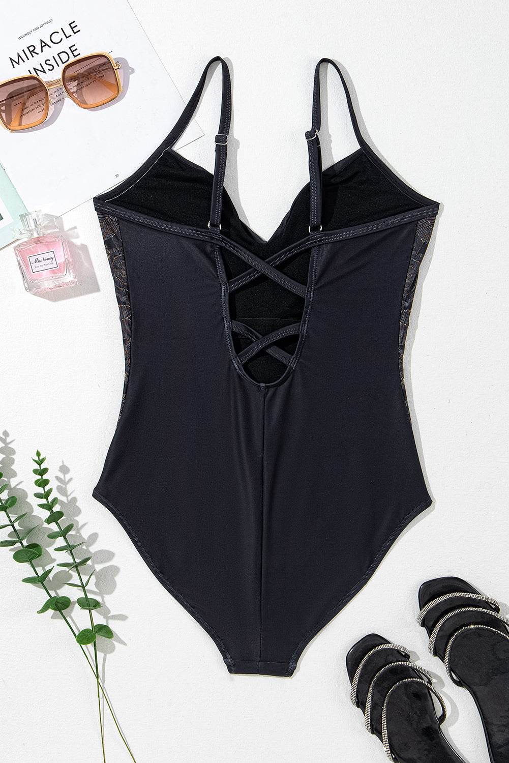 Embroidered V-Neck One-Piece Swimwear - Selvanelle