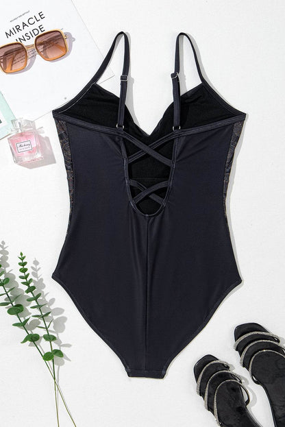 Embroidered V-Neck One-Piece Swimwear - Selvanelle