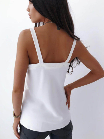 V-Neck Wide Strap Cami for Women in Opaque Polyester - Selvanelle