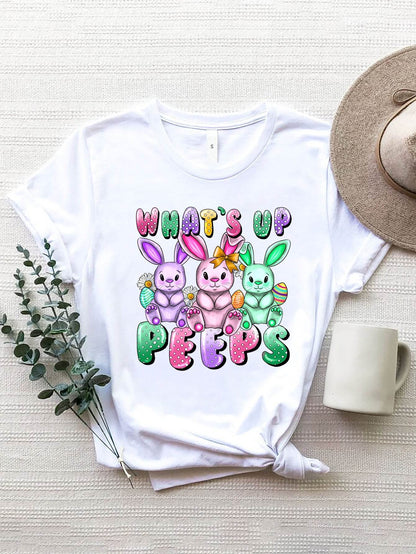 Graphic Round Neck Short Sleeve T-Shirt - Selvanelle